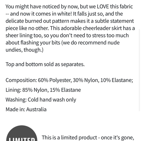 Burned Velvet White Cheerleader skirt    Limited - Picture 6 of 6